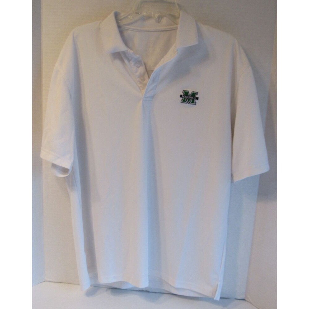 Mens J2 White Polo Shirt Marshall University Size L Short Sleeve Pullover